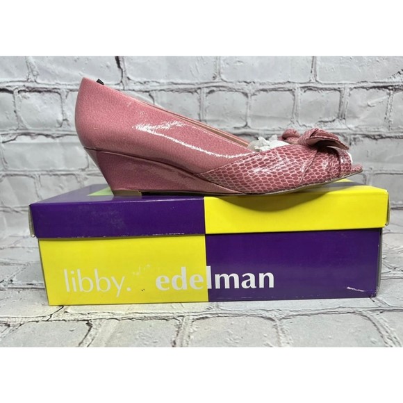 BRAND NEW in Box Libby Edelman L-Flynn Women Sz 8M Patent Pink Snake Shoes - Picture 6 of 9
